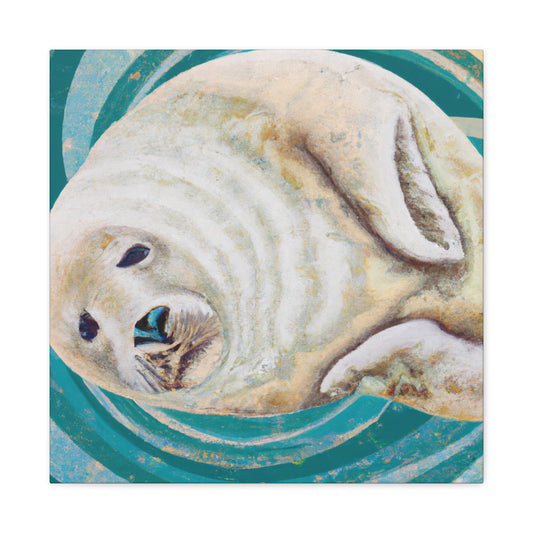 The Art Deco style of the 1920s was characterized by its geometric, symmetric shapes, sleek lines, and bold colors. The smooth, curved shapes of a Harp Seal would certainly have fit in with this style, and the white - Canvas