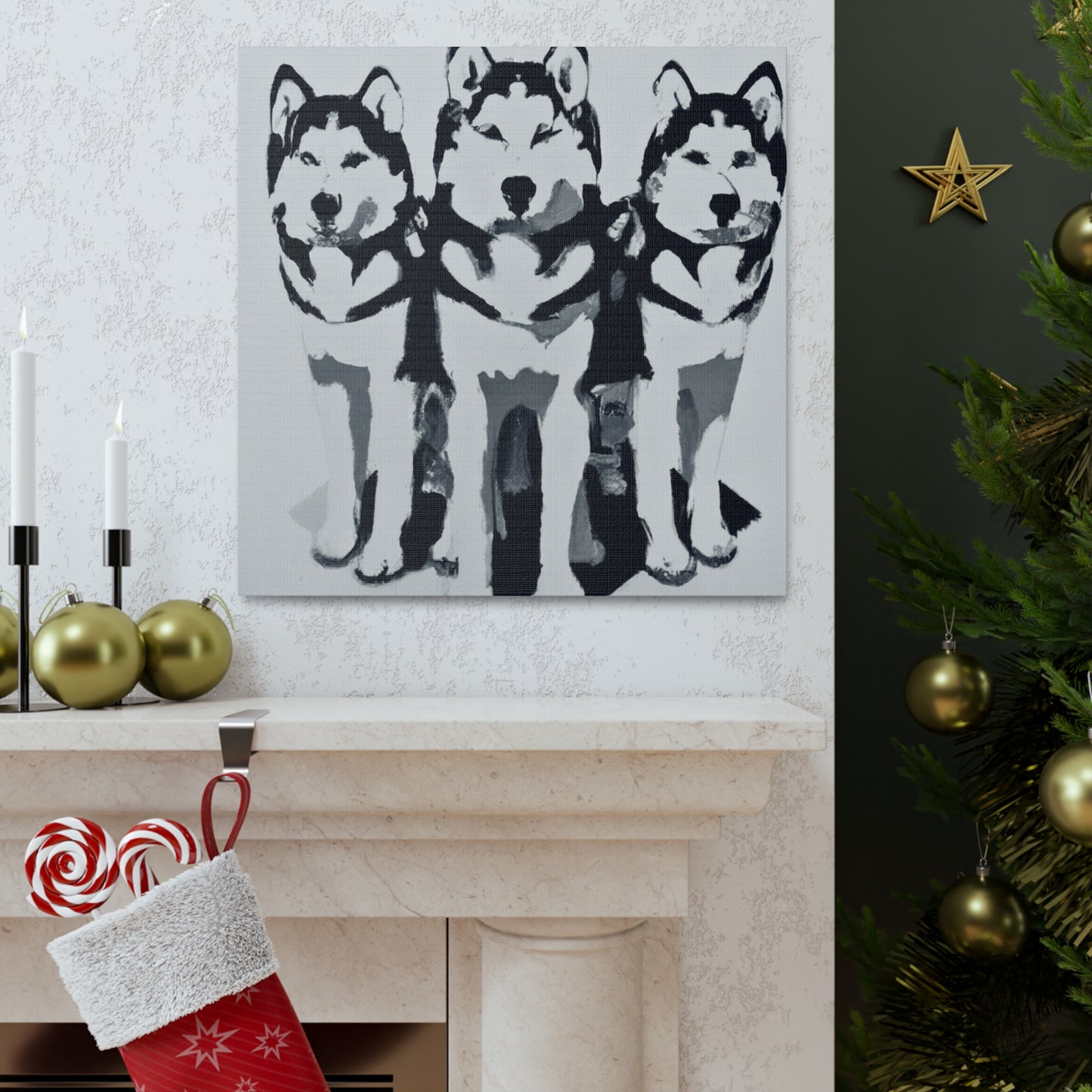 "Huskies in Art Deco" - Canvas