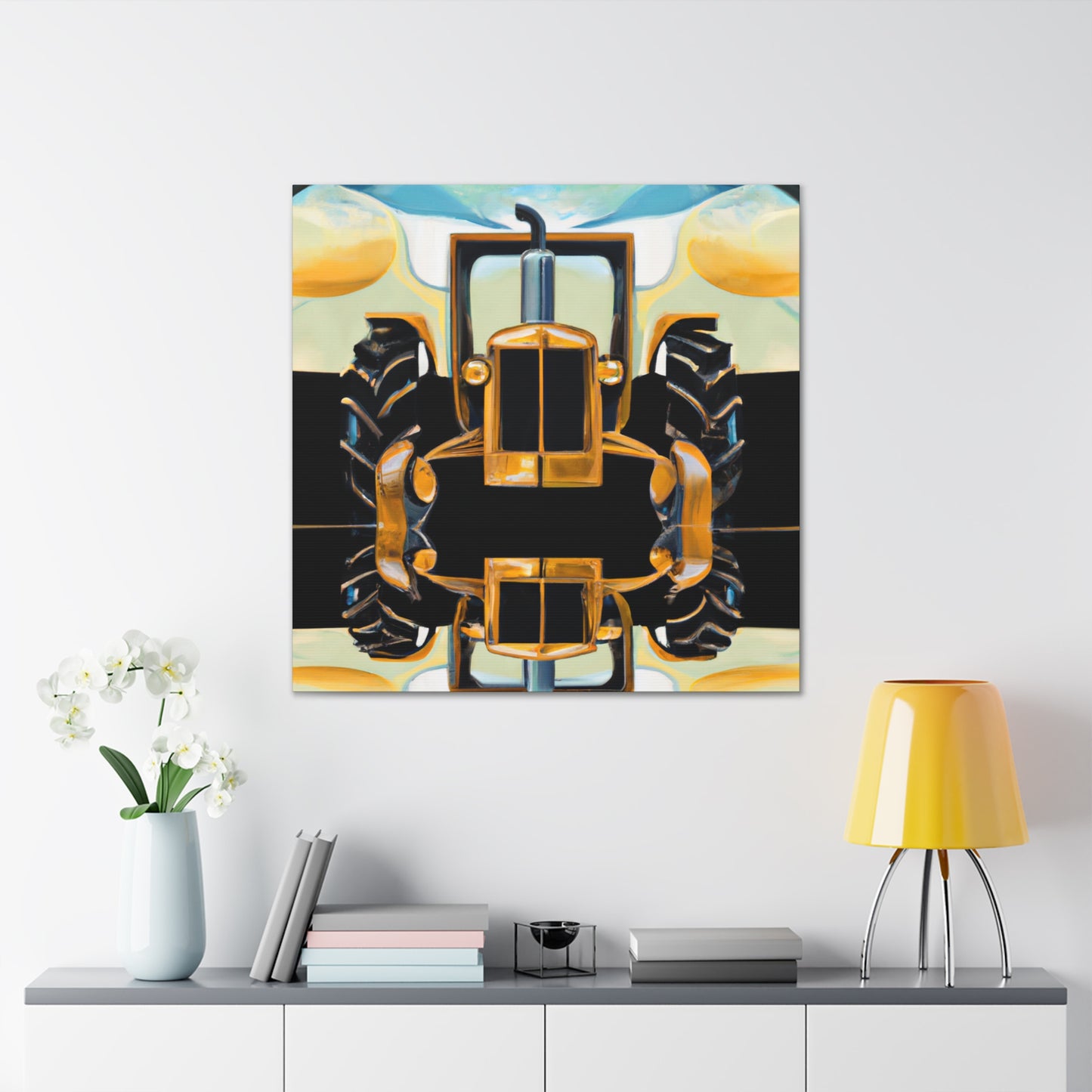 "Tractor Under Neon Sky" - Canvas