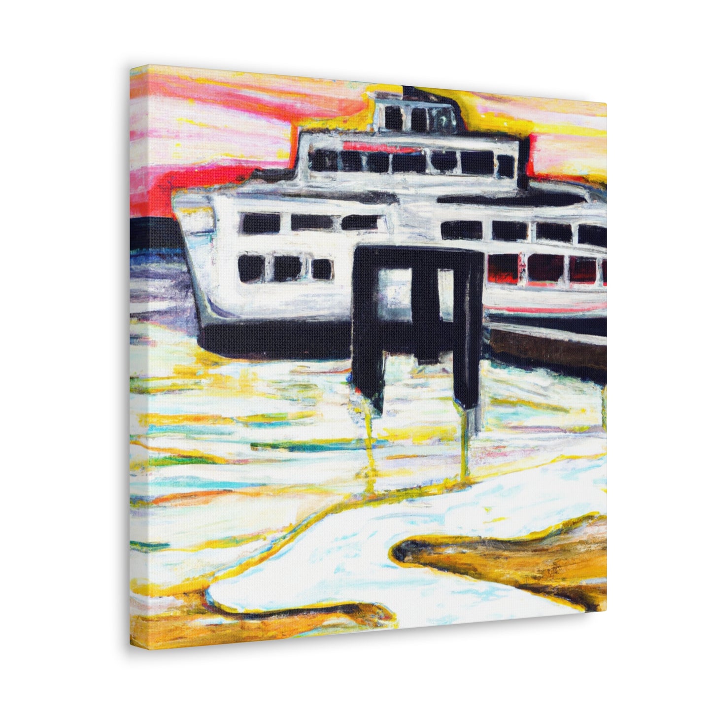 Ferry in Reflection. - Canvas