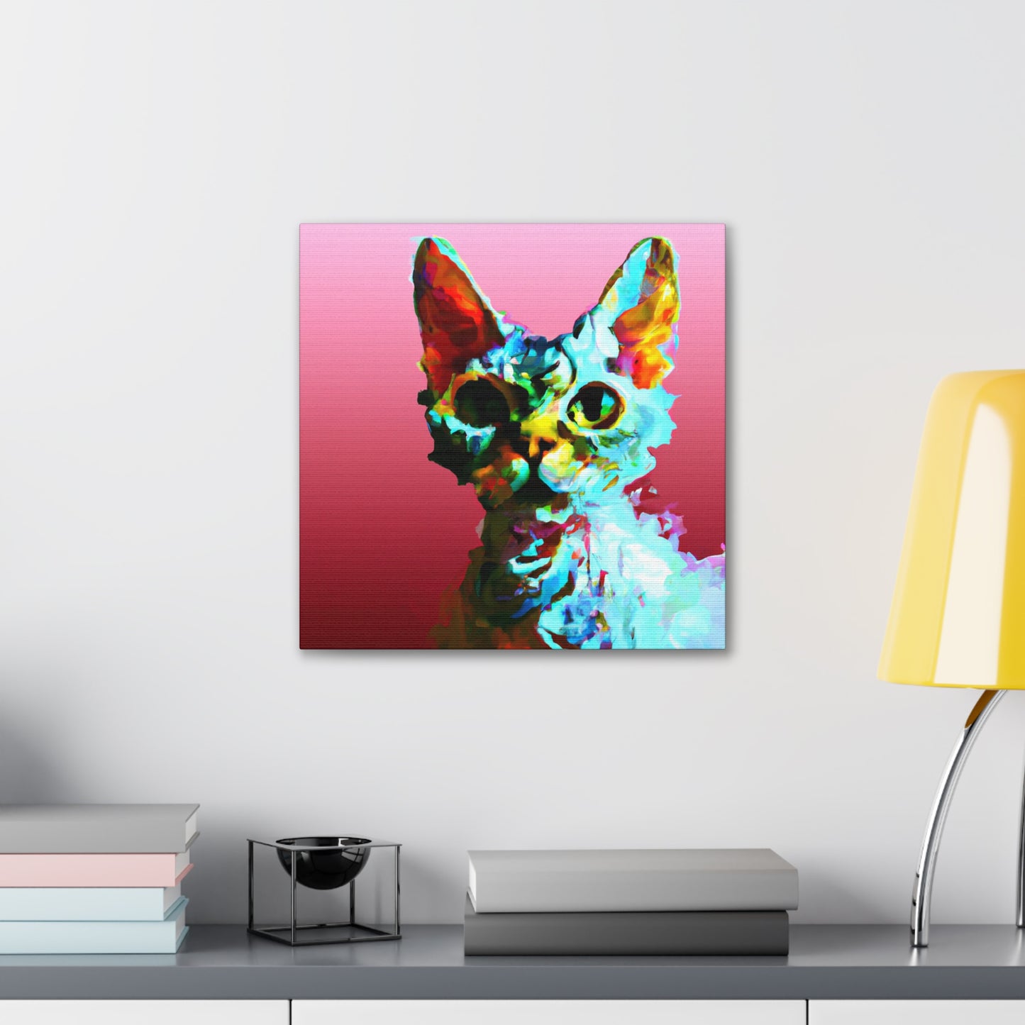 Devon Rex Portrait emot. - Canvas