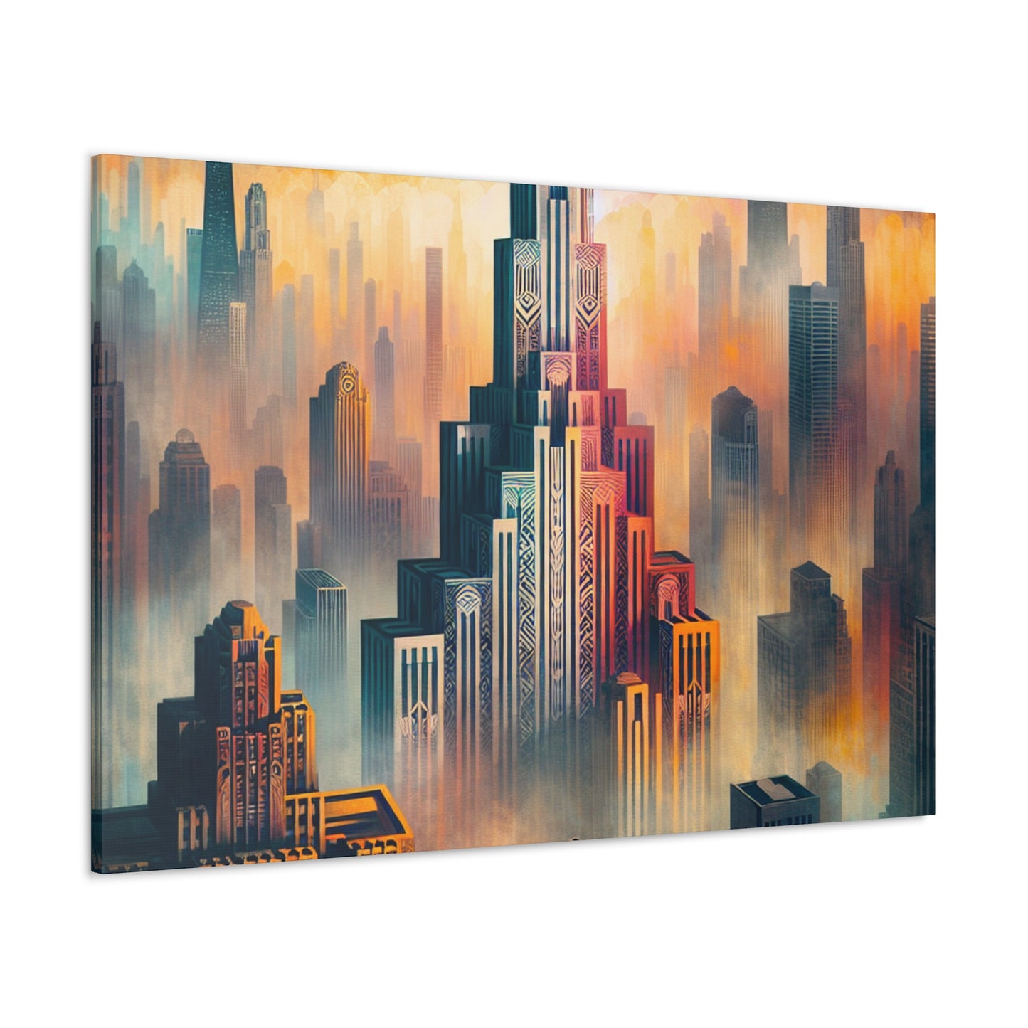 Cityscape Symphony: Gilded Chicago - Canvas