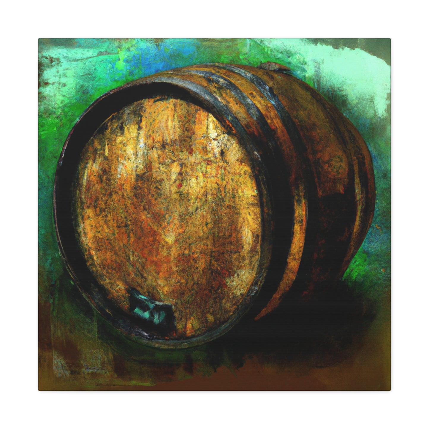 "Whiskey Barrels Glistening". - Canvas