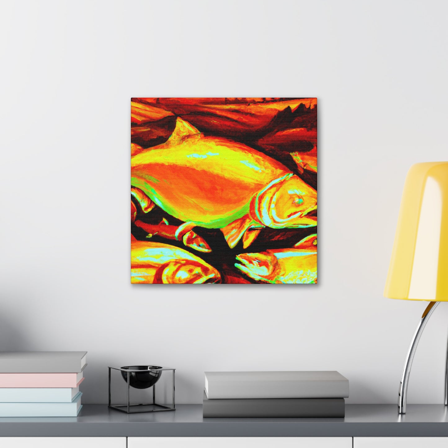 "Salmon in Moonlight Glow" - Canvas