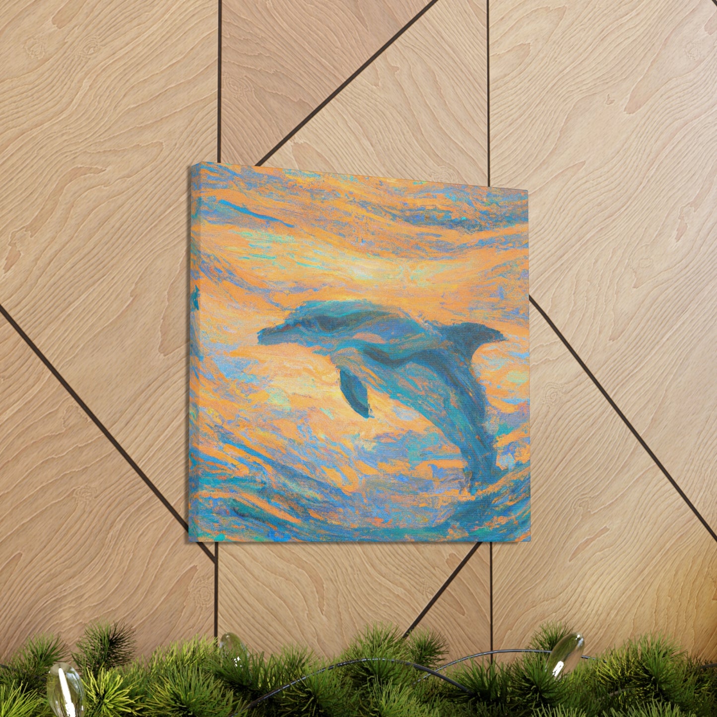 "Dancing Dolphins in Color" - Canvas