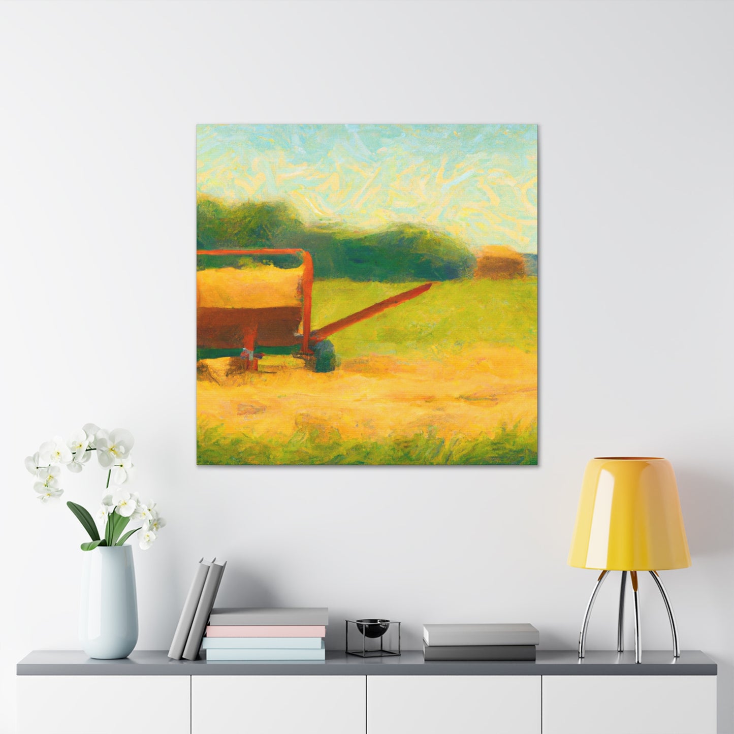 "Hay Bales in Moonlight" - Canvas