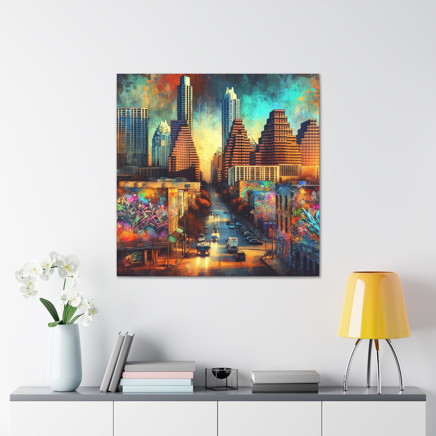 "Vibrant Vintage Austin Vibe" - Canvas