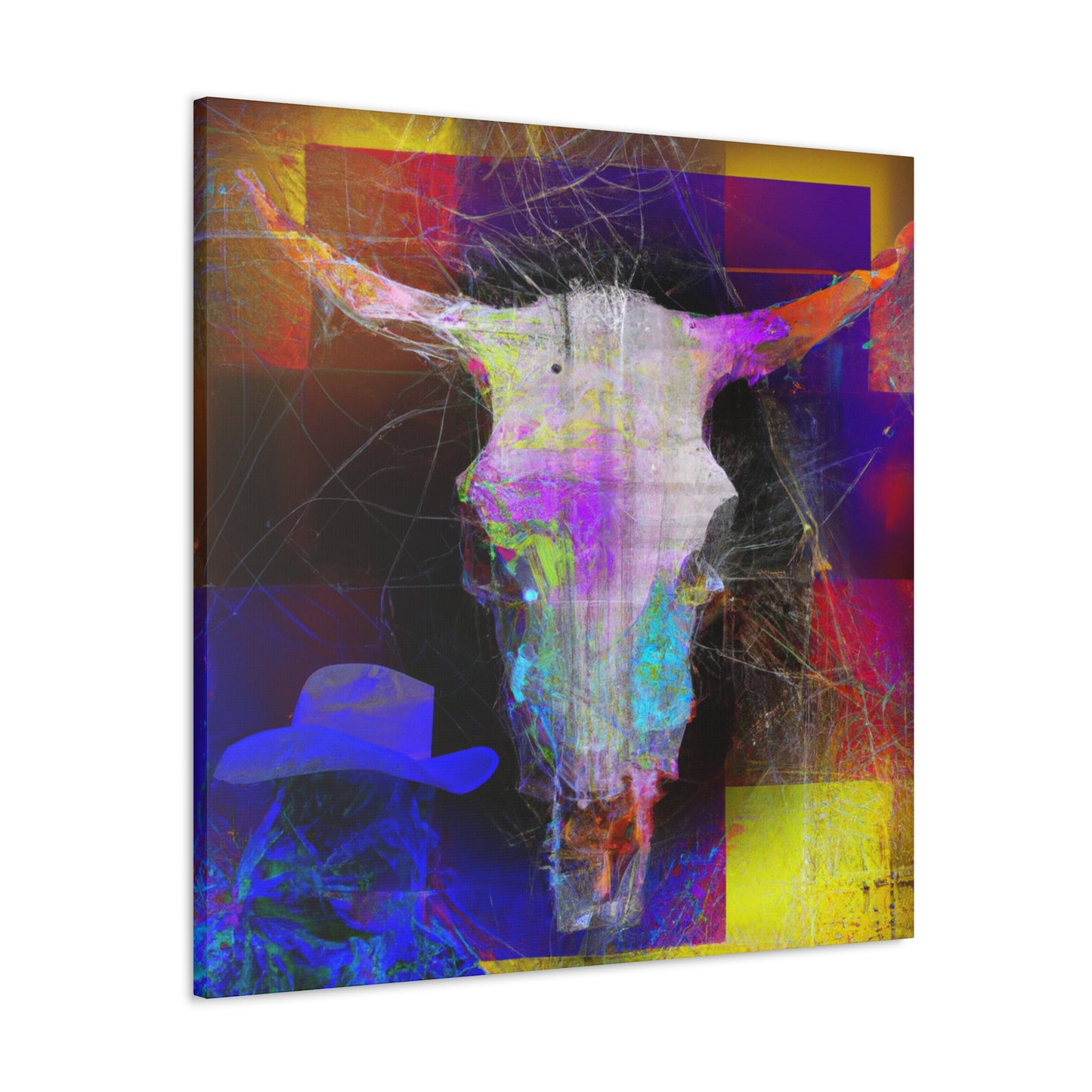 "Cow Skull in Hues" - Canvas