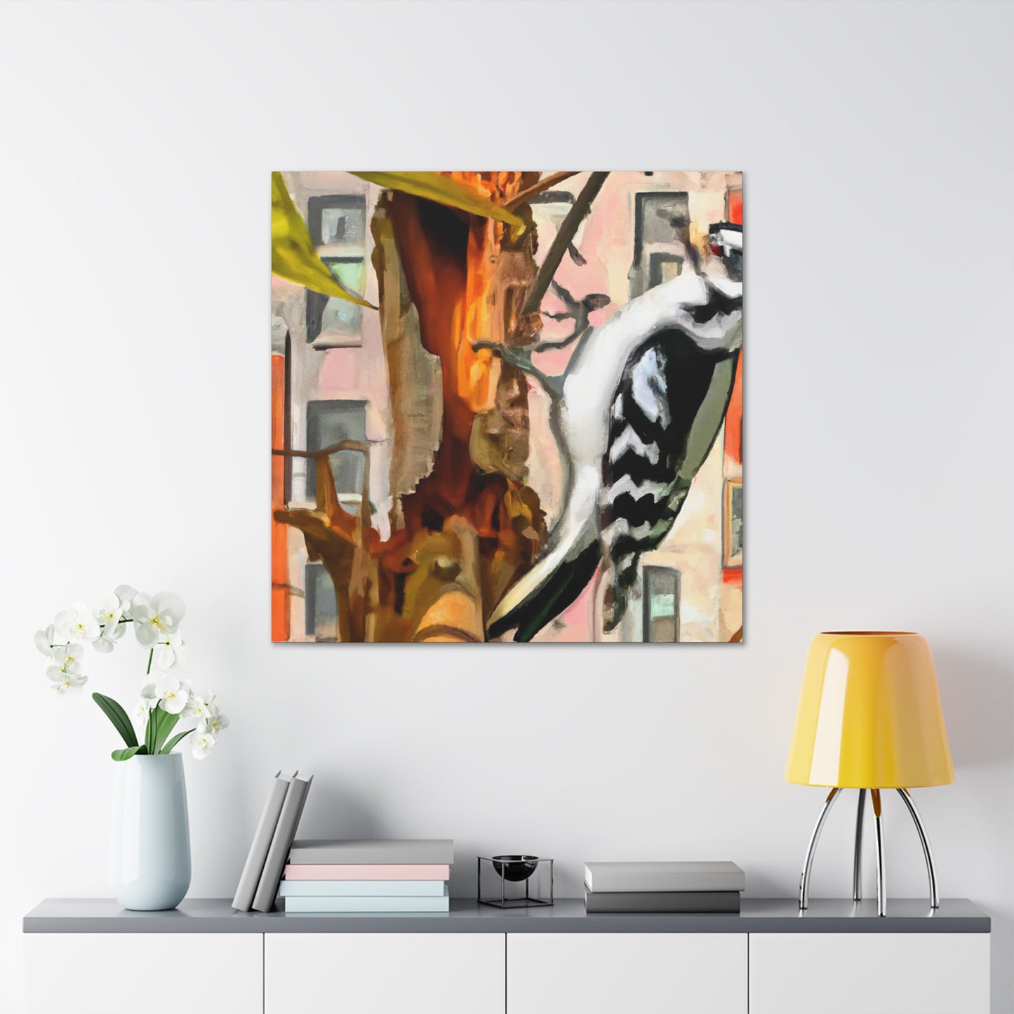 "Downy Woodpecker Dreaming" - Canvas