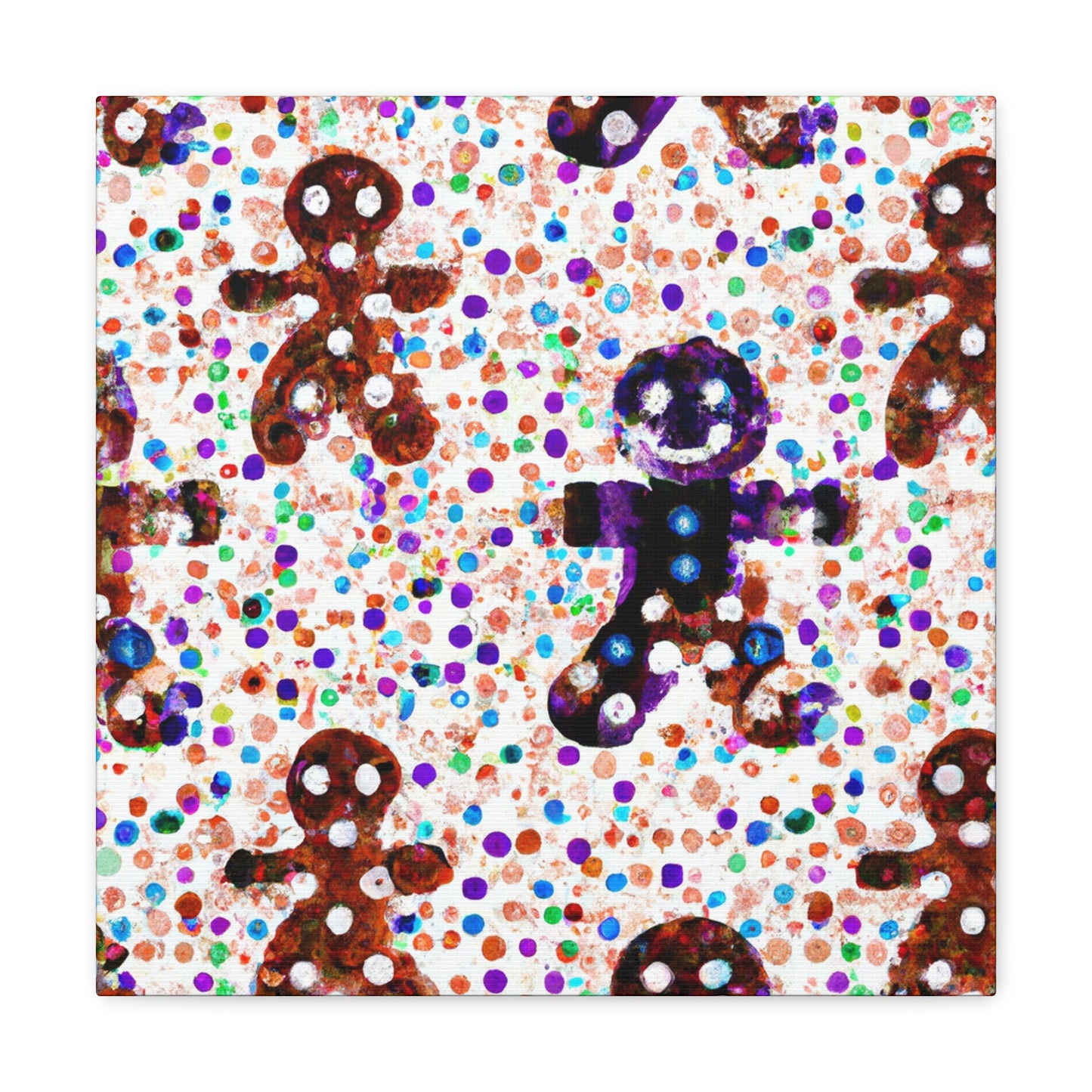 Gingerbread Man Pointillism - Canvas