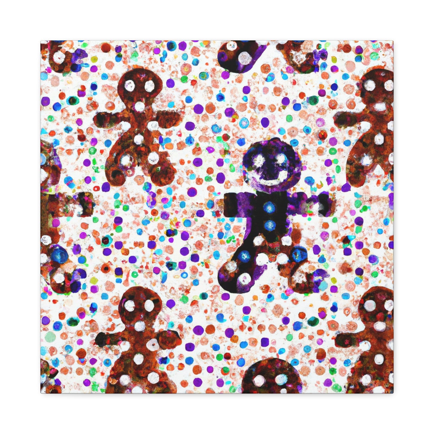 Gingerbread Man Pointillism - Canvas