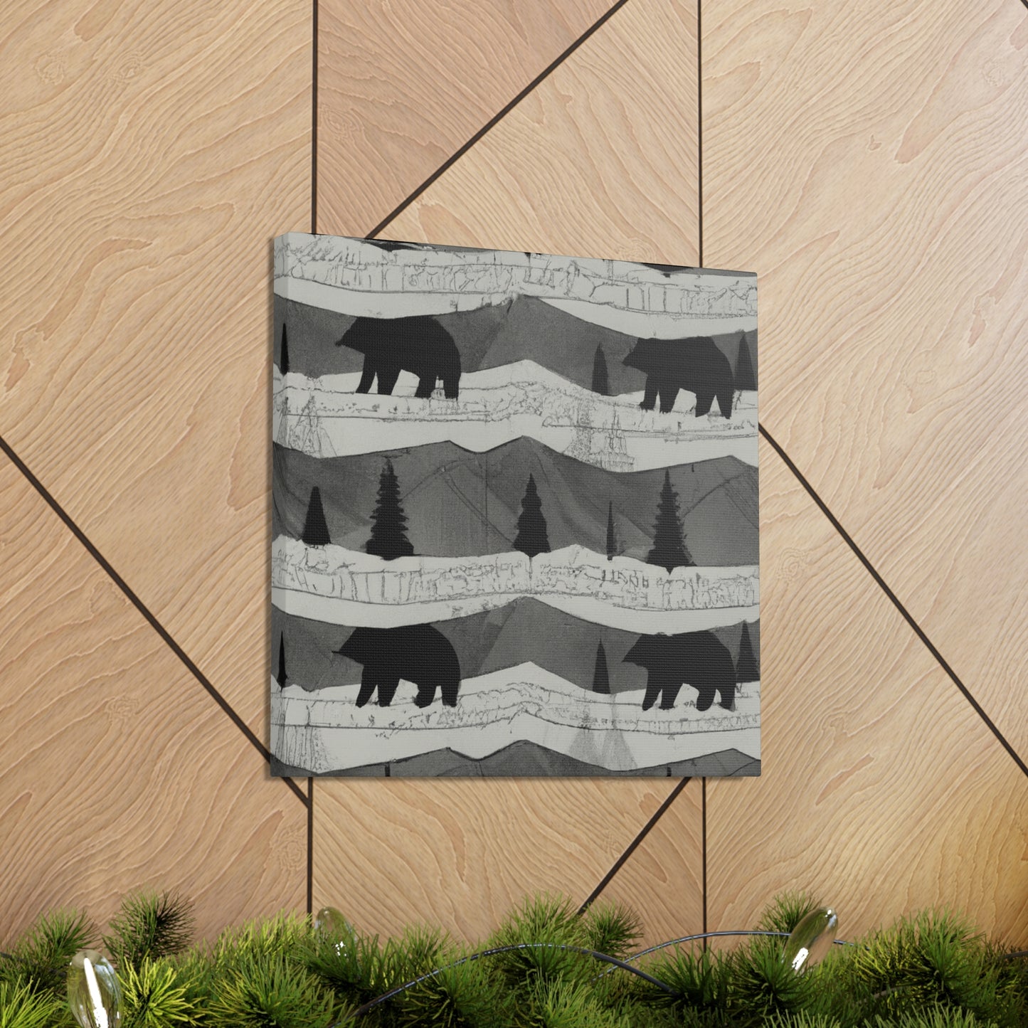 "Black Bear in Deco" - Canvas