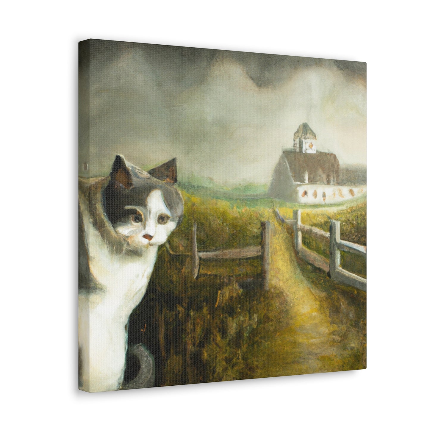 Sleeping Barn Cat Dreaming - Canvas