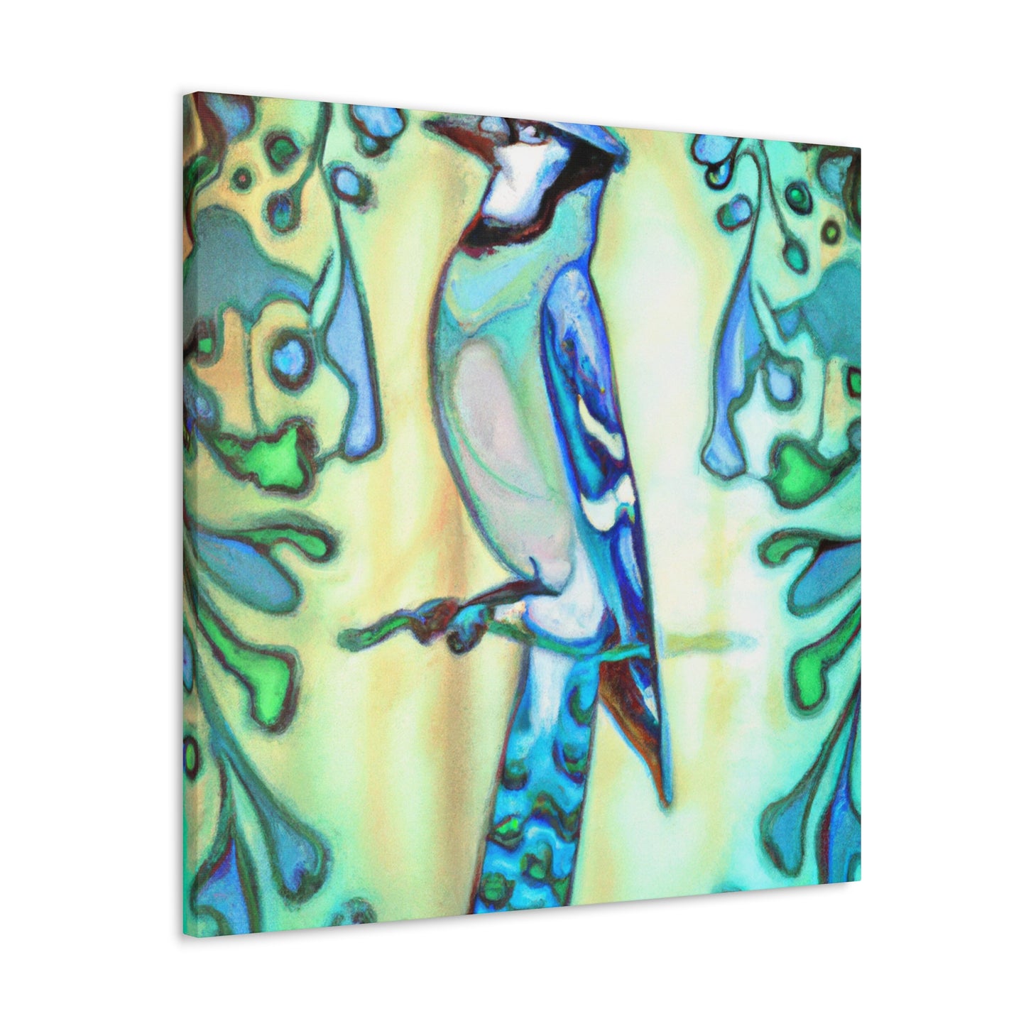 "Blue Jay's Captivating Flight" - Canvas