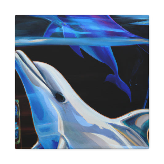 "Dolphin's Midnight Swim" - Canvas