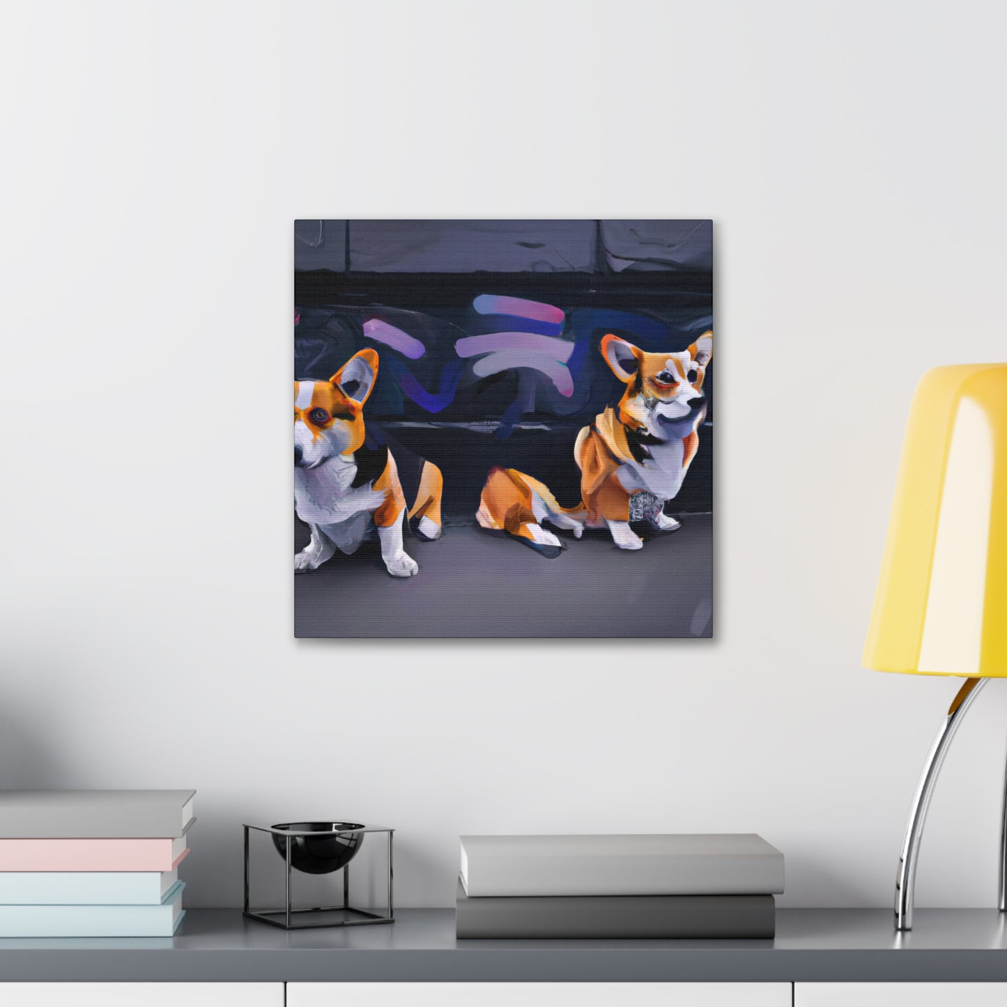 Corgis in Motion. - Canvas