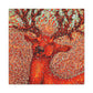 "Reindeer Pointillism Scene" - Canvas