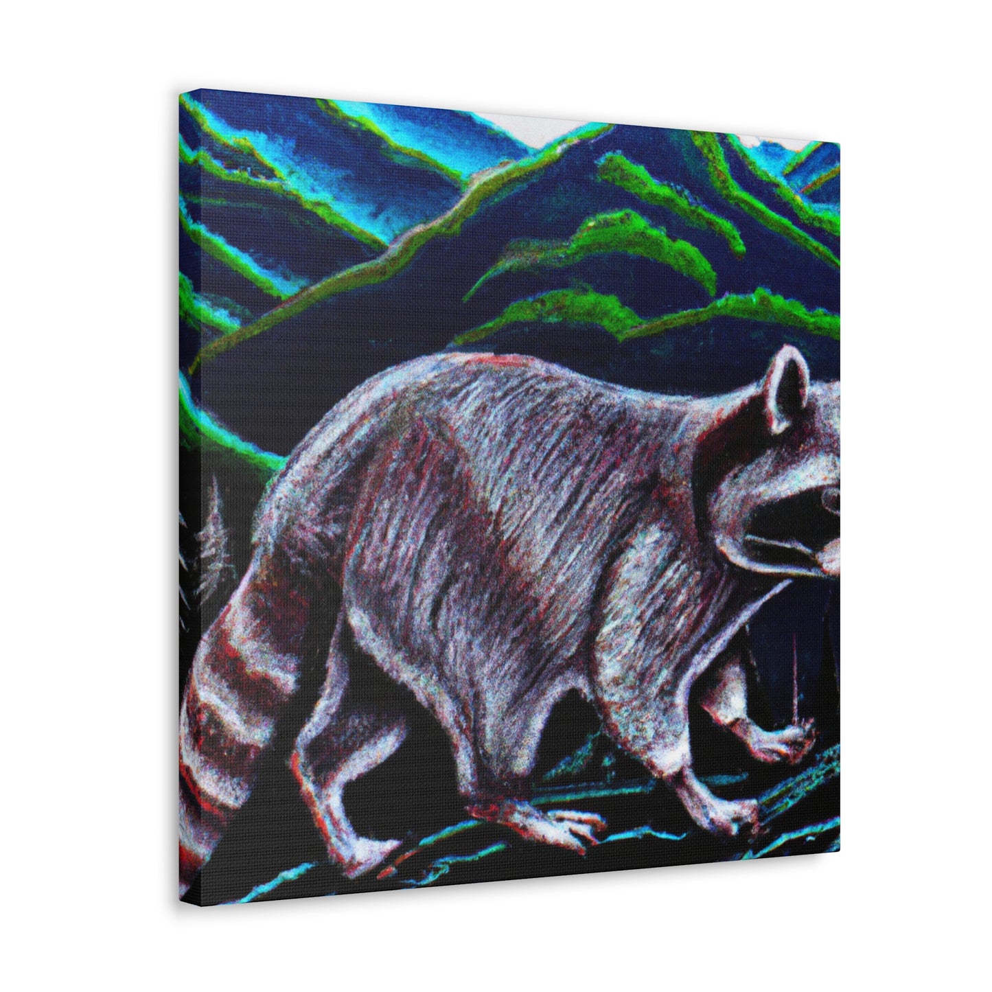 "Raccoon in Moonlight Scene" - Canvas