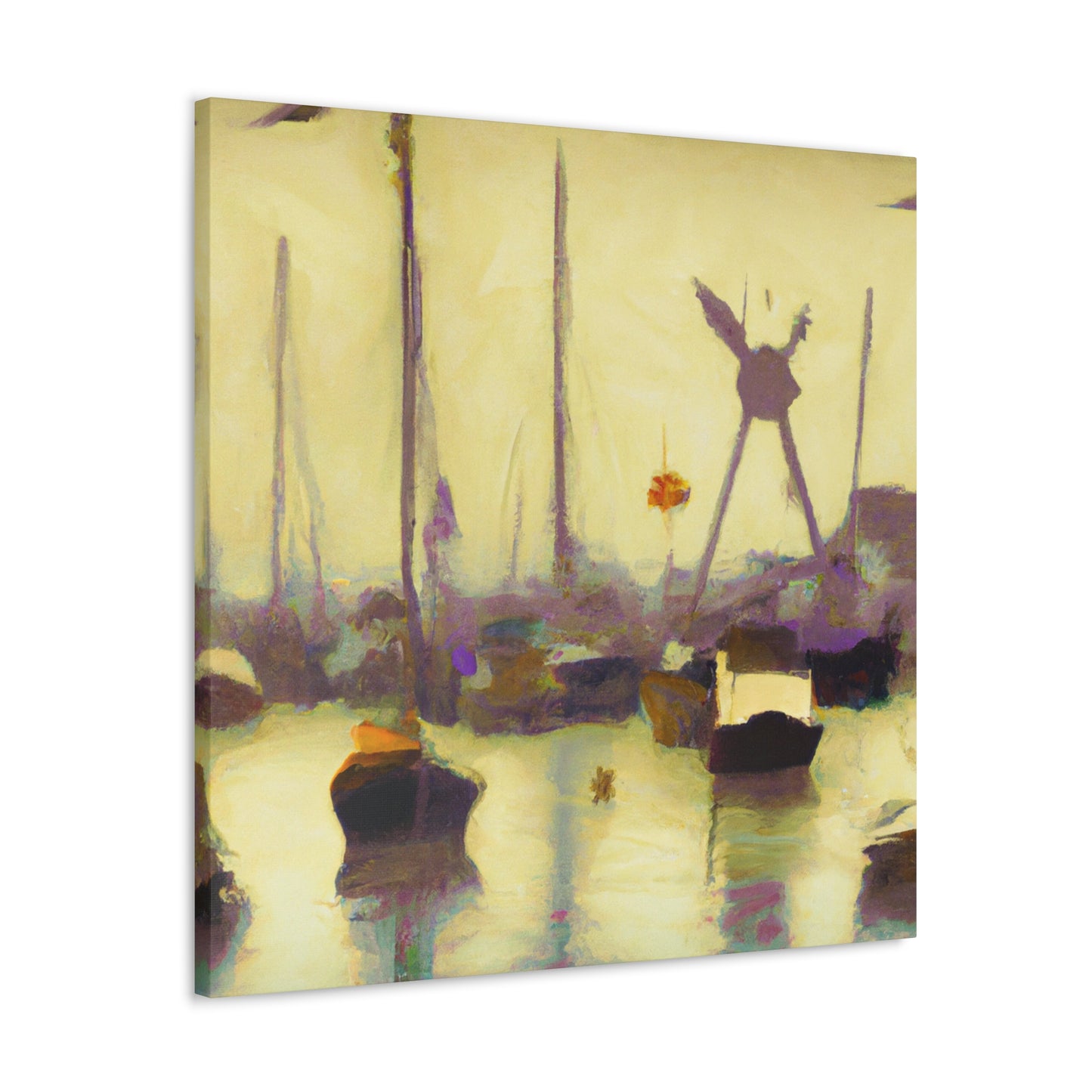 "Harbor at Sunrise Scene" - Canvas