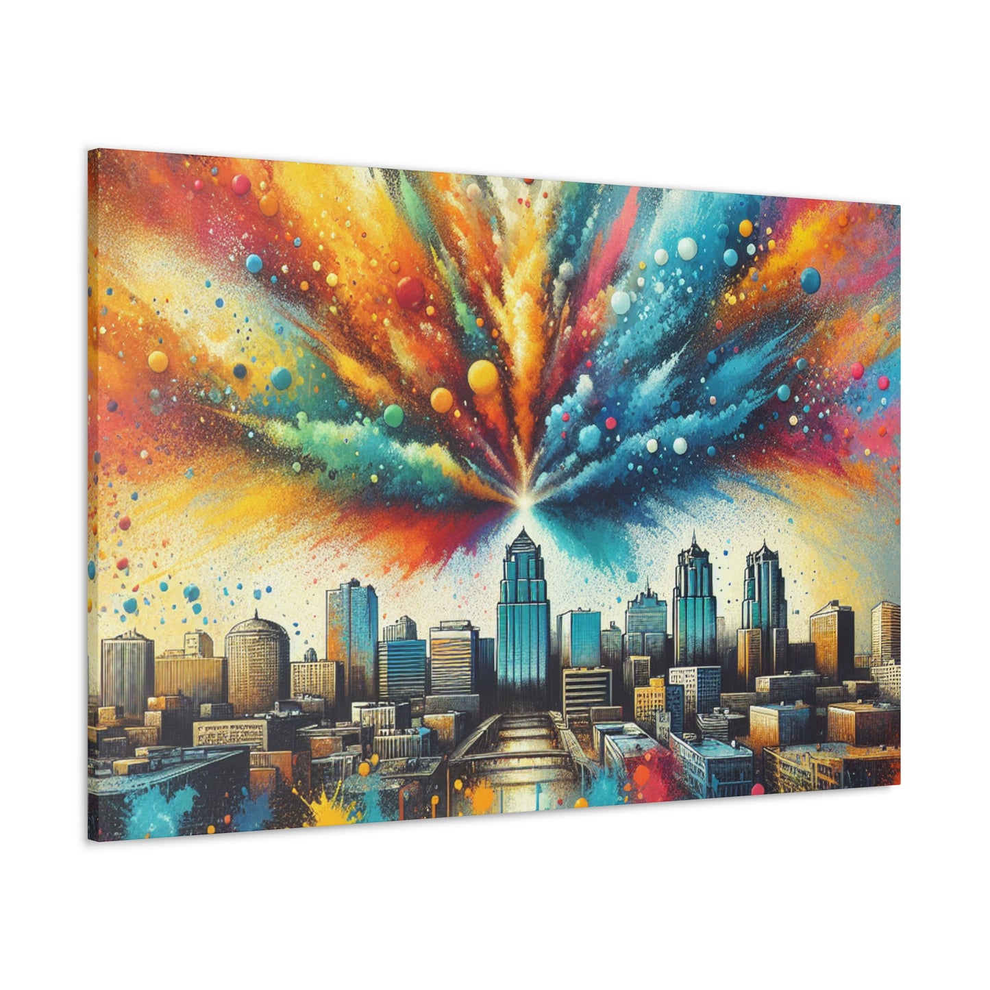 "Cityscape Echoes Embrace" - Canvas