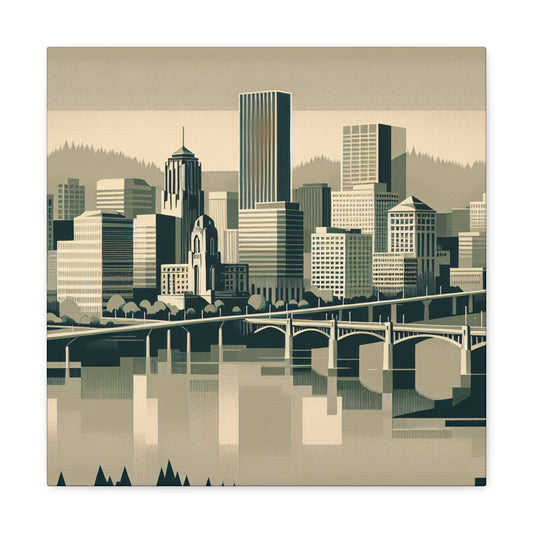 "Cityscape Serenade: 1920s Portland" - Canvas