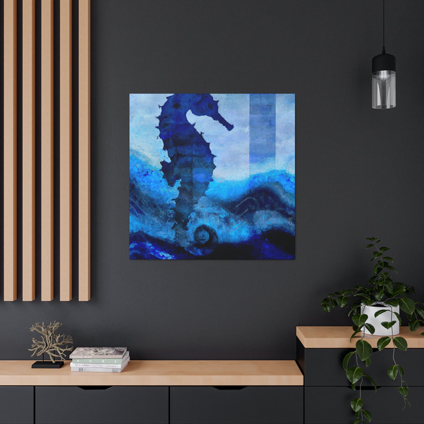 "Seahorse in Silver Art" - Canvas