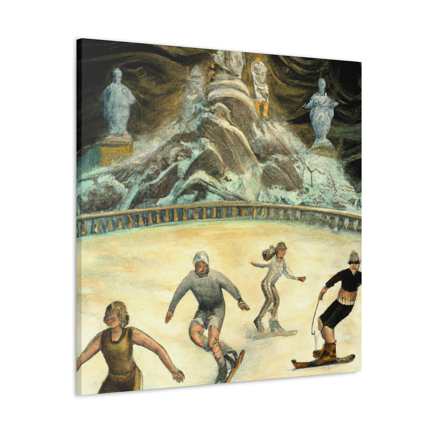 Skaters on Ice Rink - Canvas