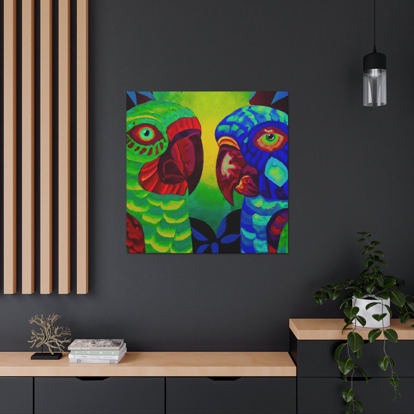 " Amazon Parrots Ablaze" - Canvas