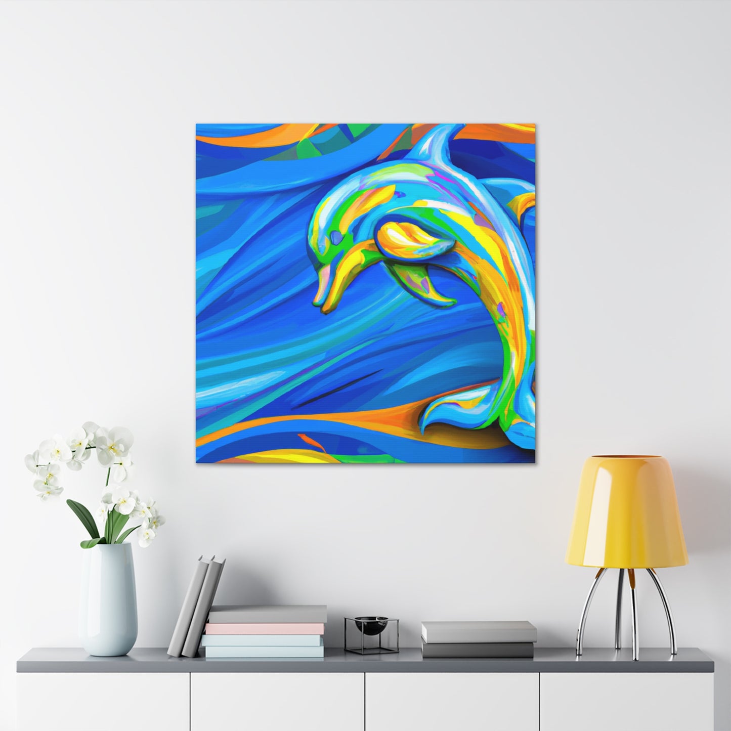 "Dolphin in Fauvist Hues" - Canvas