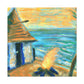 "Beach Hut Impressionism" - Canvas