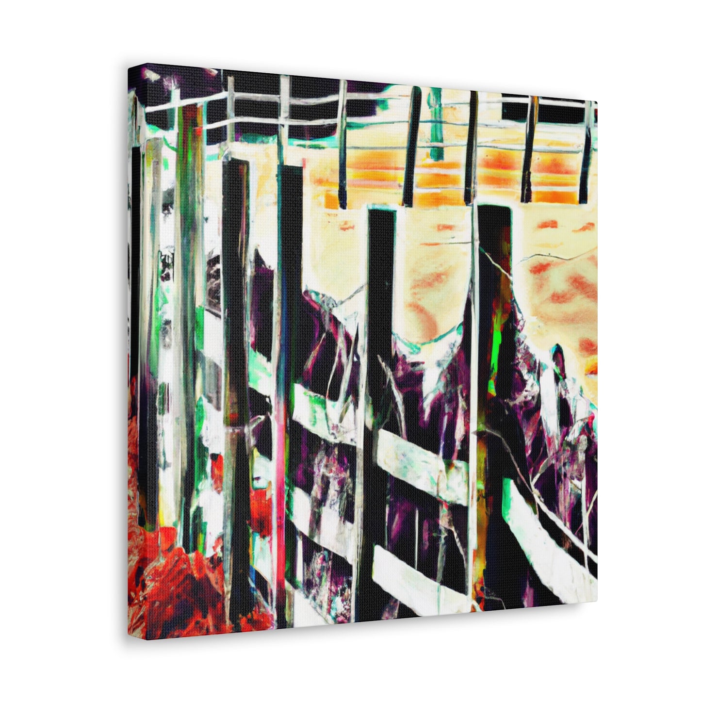 Barnyard Fence Storm - Canvas