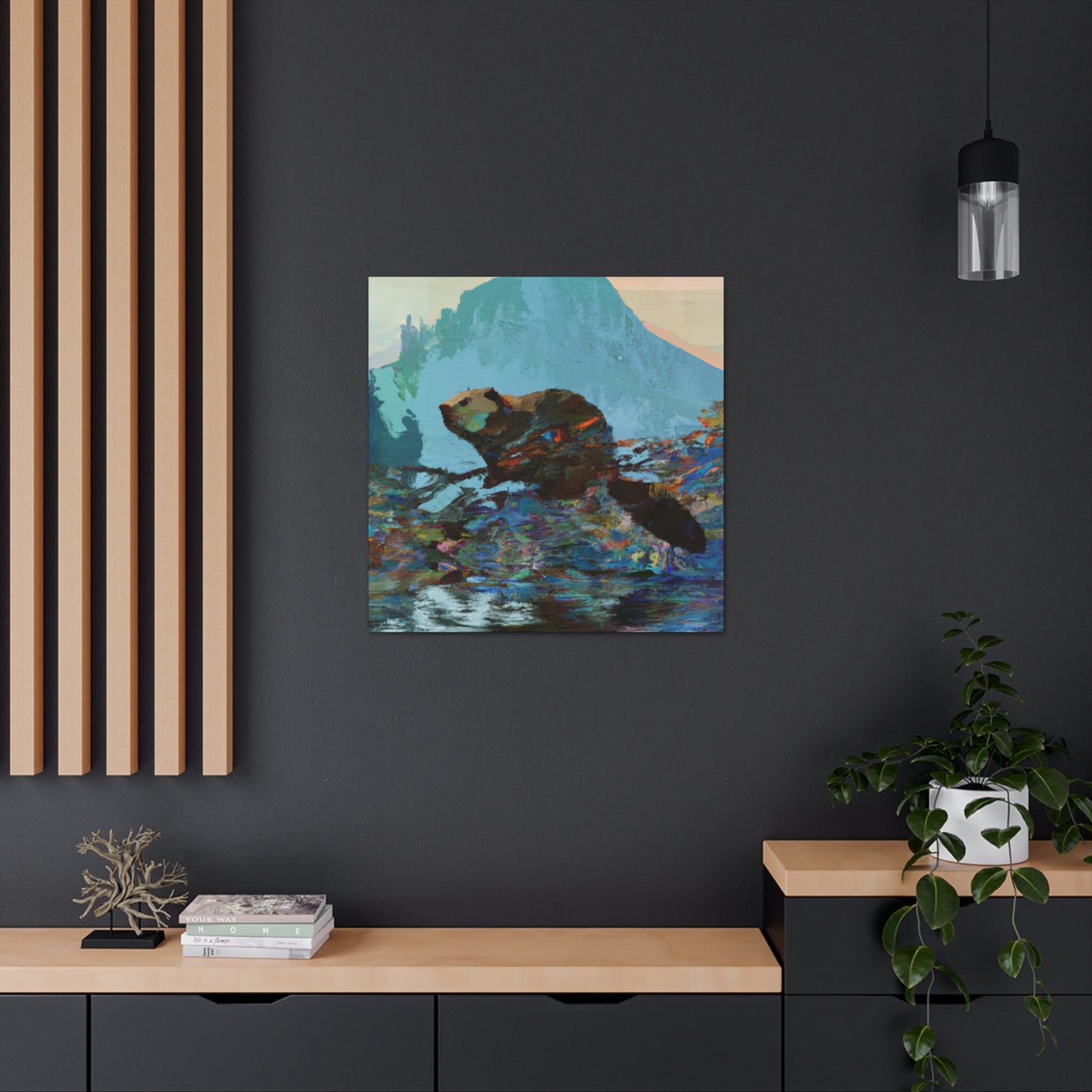 "Beaver Under Moonlight" - Canvas