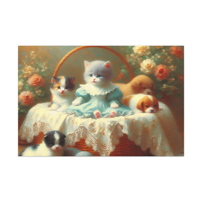 Whimsical Furry Companions - Canvas