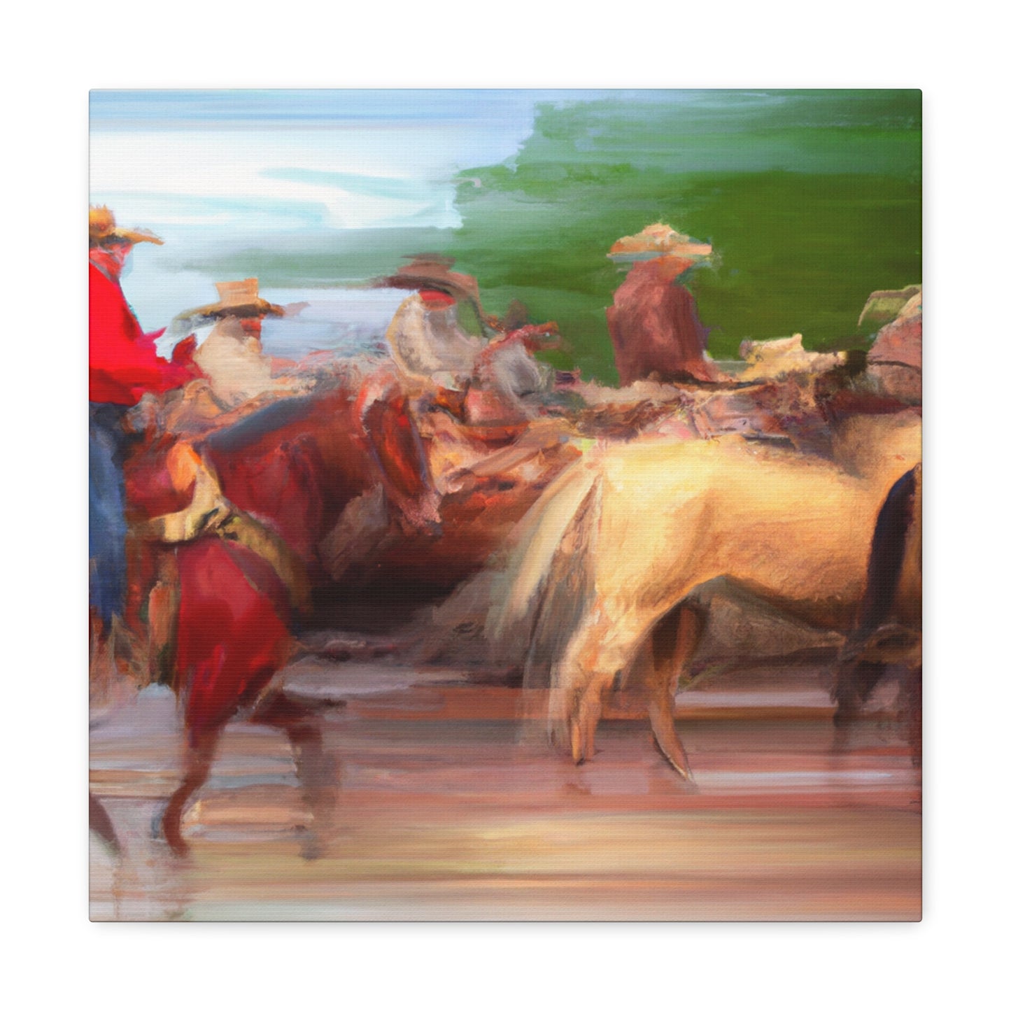 Herding the Cattle Drive - Canvas