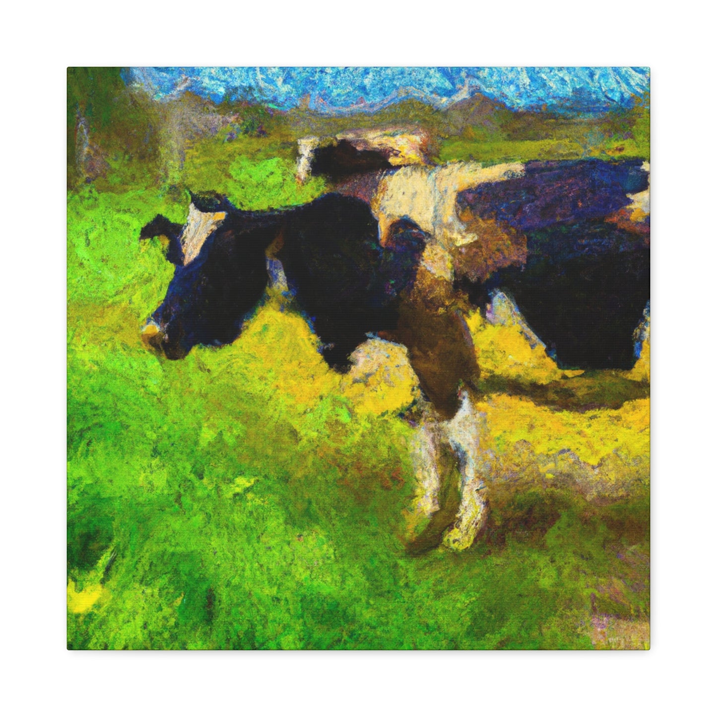 "Cow grazing, Impressionism" - Canvas