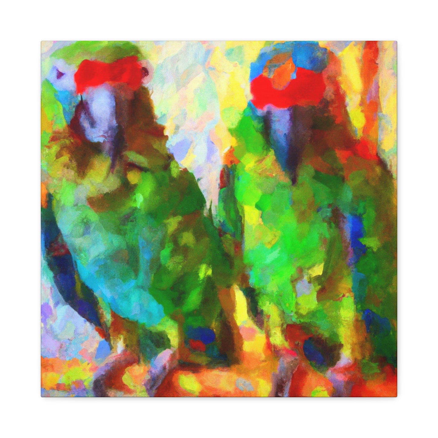 "Senegal Parrots in Bloom" - Canvas