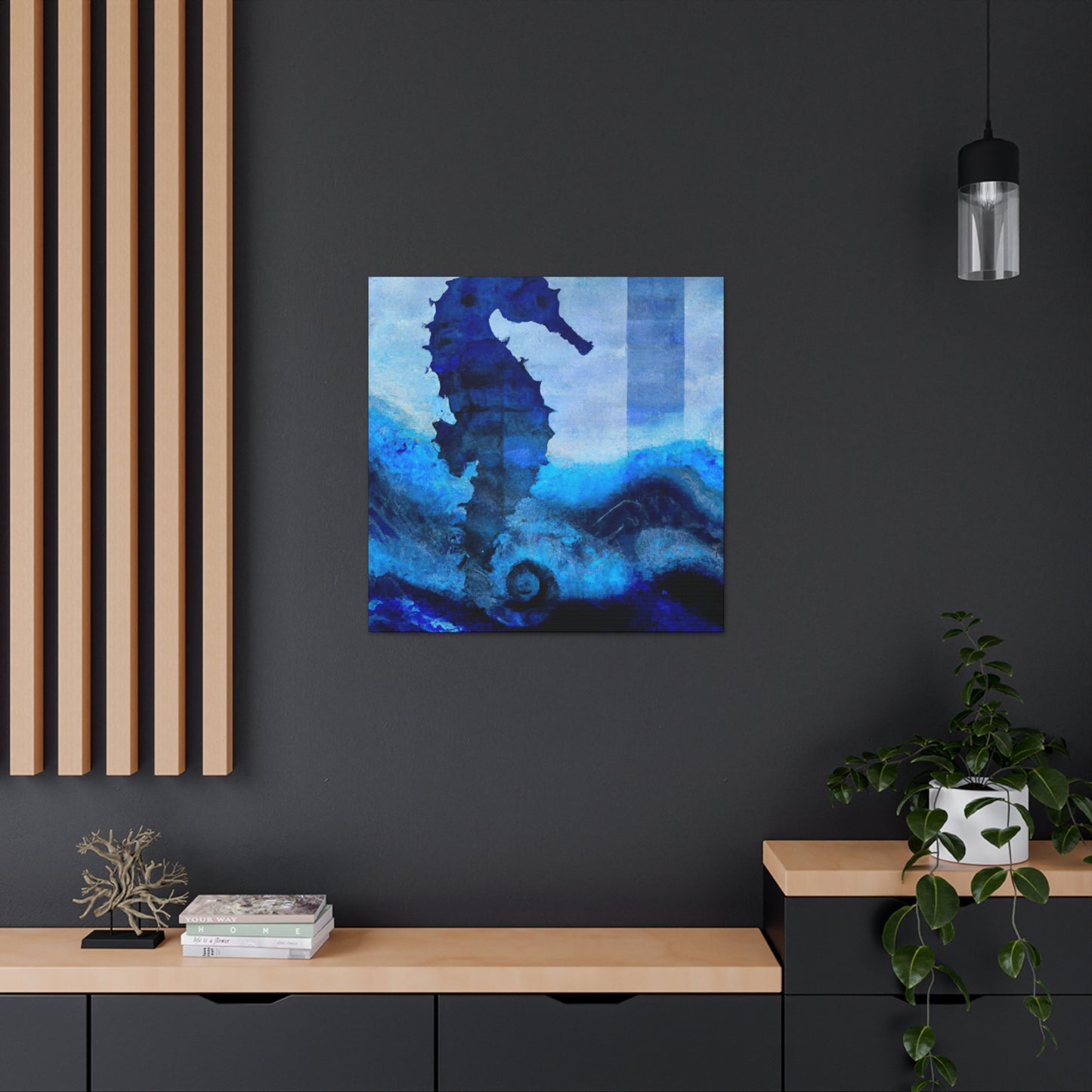 "Seahorse in Silver Art" - Canvas