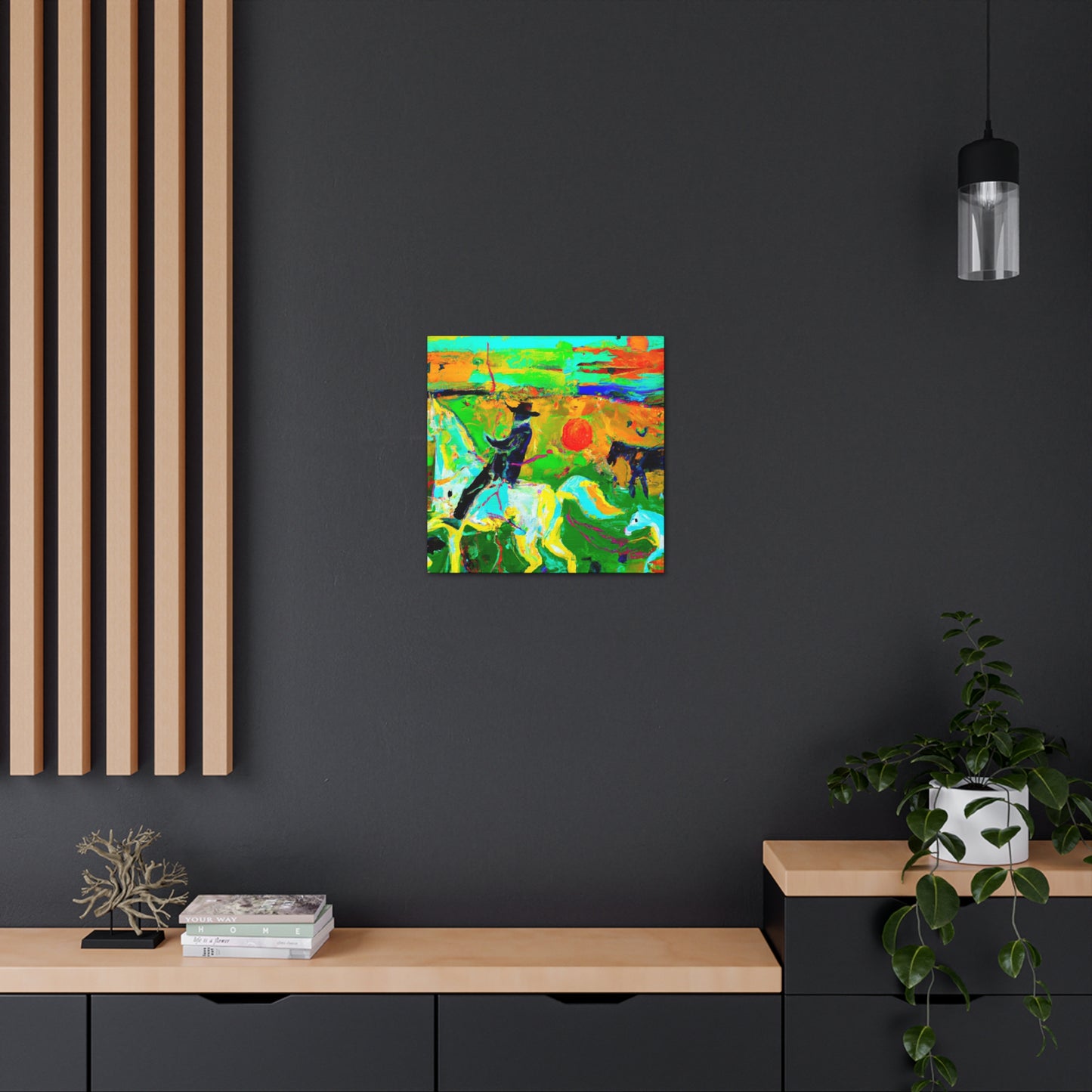 "Horses in Pastures Content" - Canvas