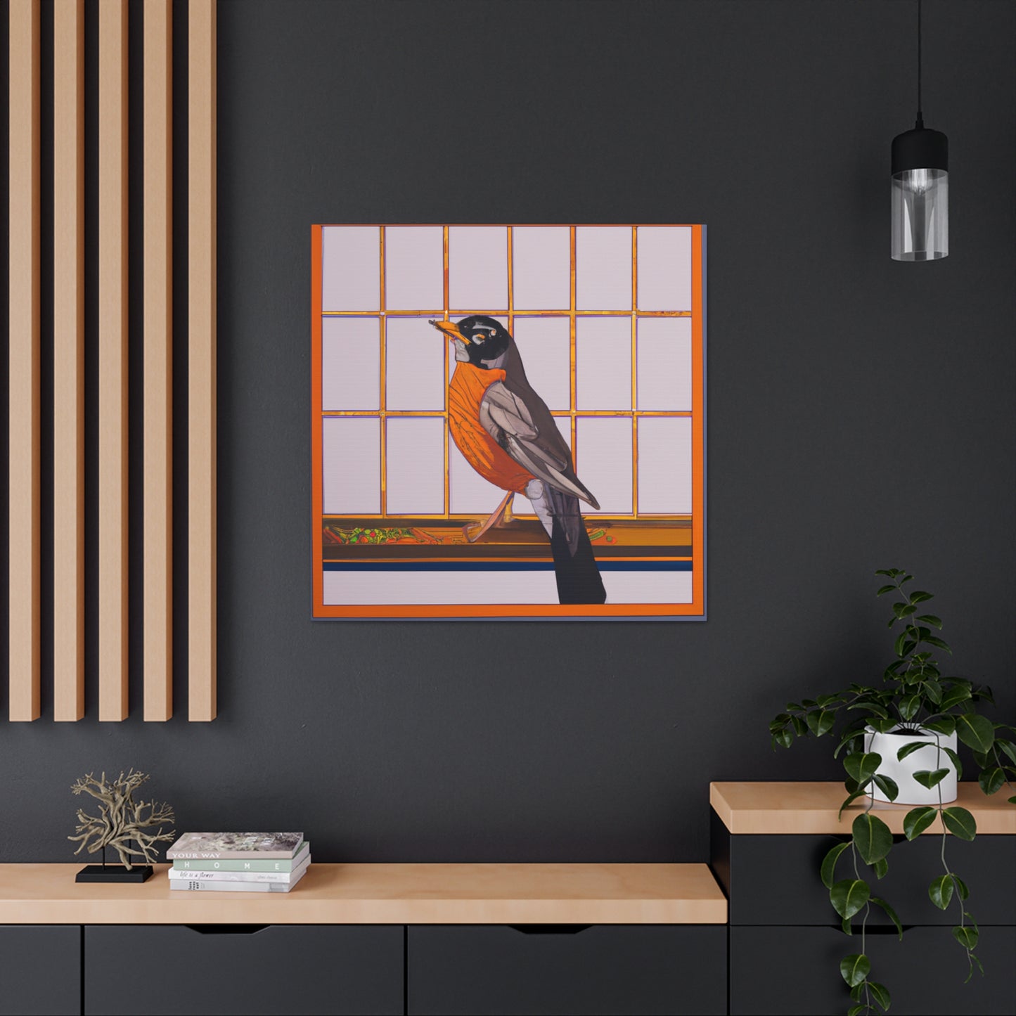 "Robins Singing Deco" - Canvas