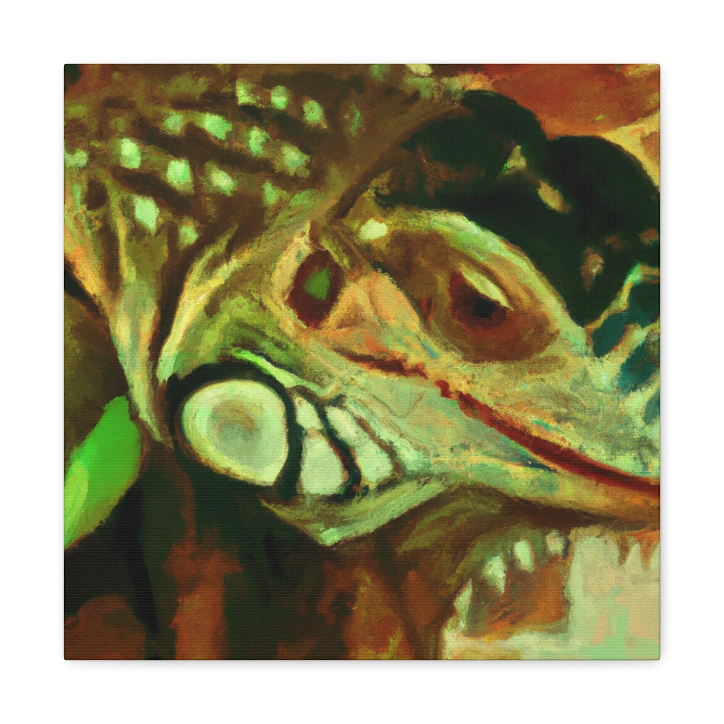 "Green Iguana Solitude" - Canvas