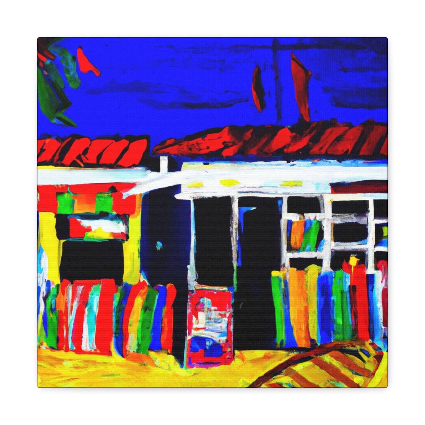 "Beach Shops Expressionism" - Canvas