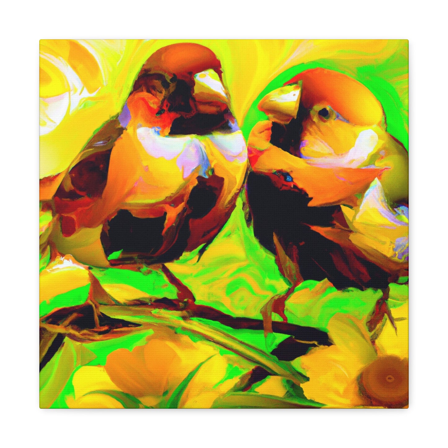 Lovebirds in Bloom - Canvas