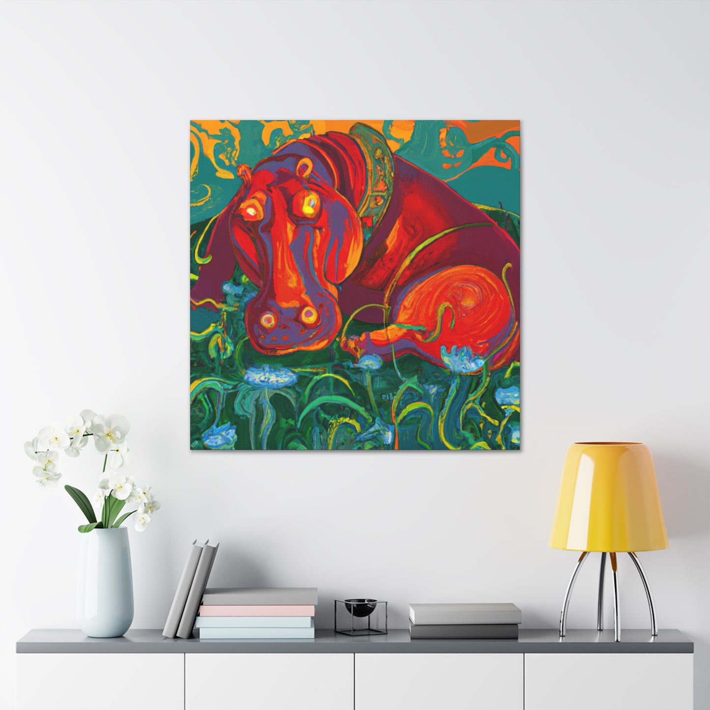 Hippo in Art Nouveau - Canvas