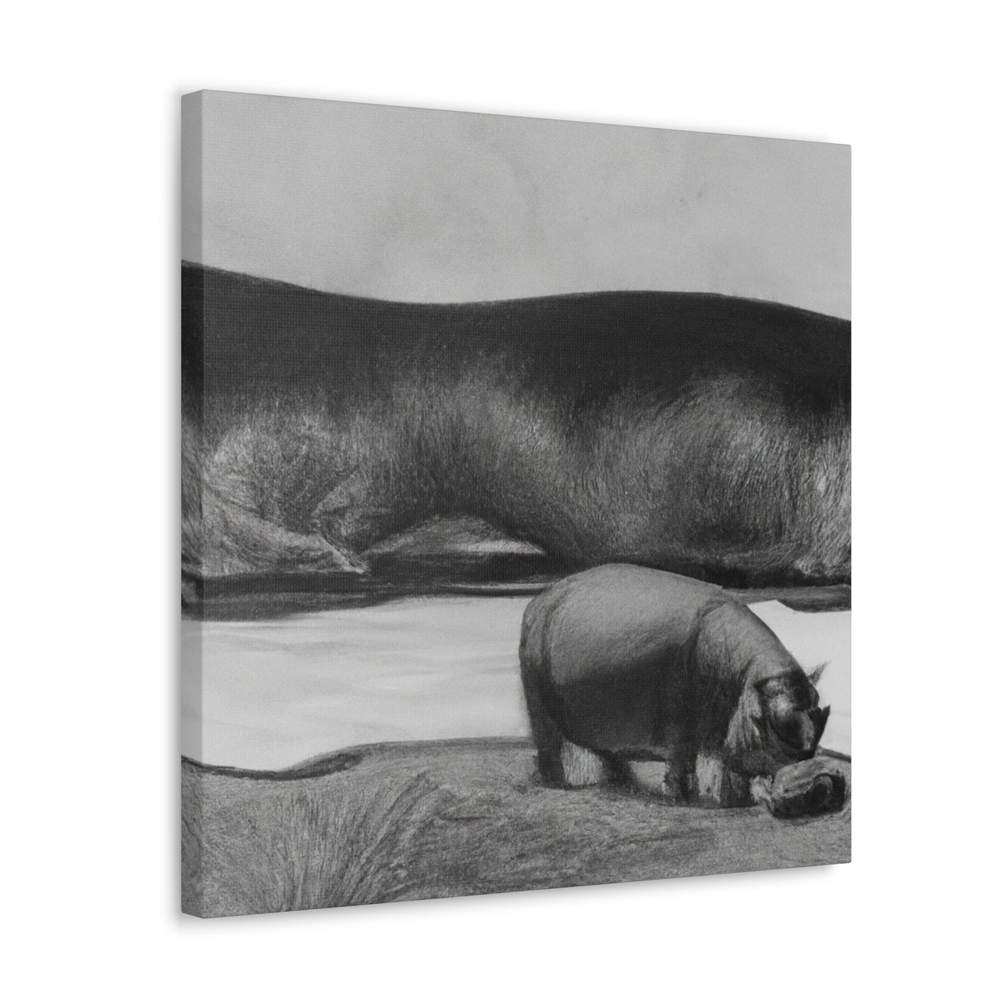 Hippo in the River - Canvas