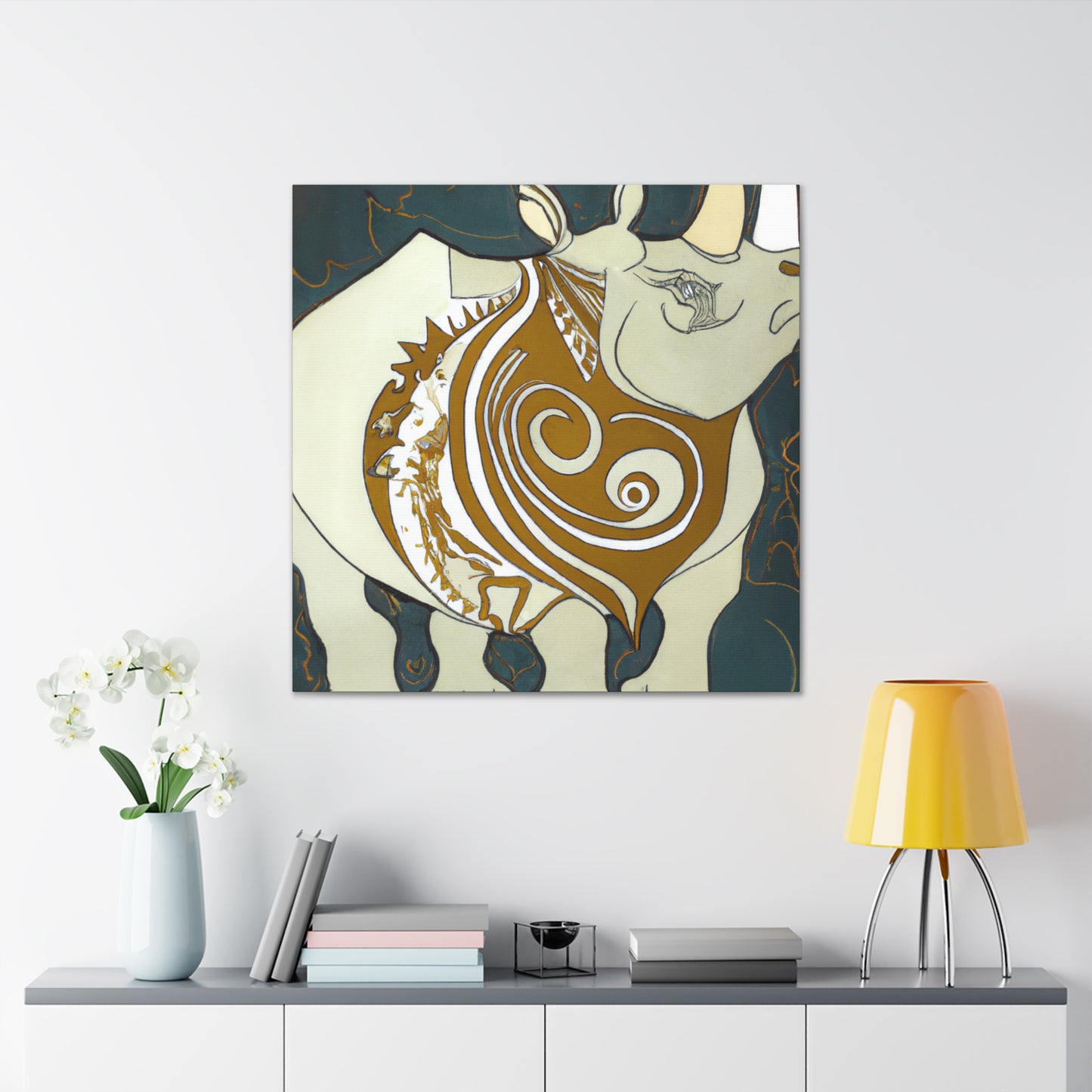 "Majestic Rhinoceros Gaze" - Canvas