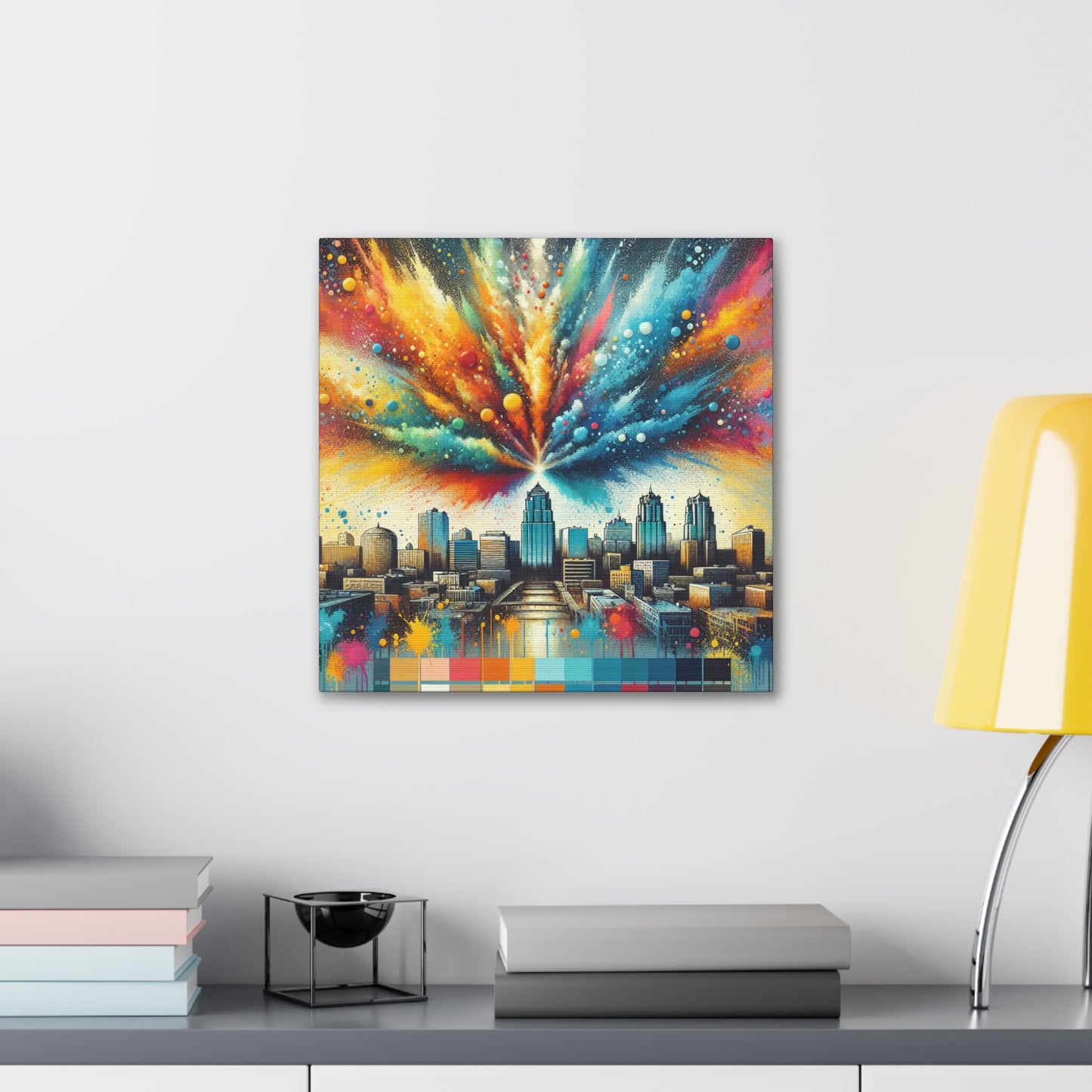 "Cityscape Echoes Embrace" - Canvas