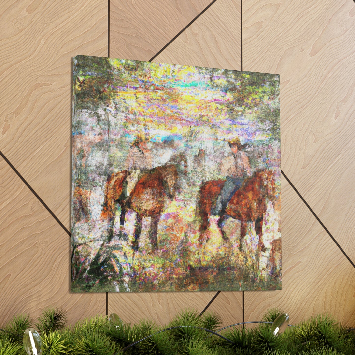 "Fog and Frolicing Horses" - Canvas