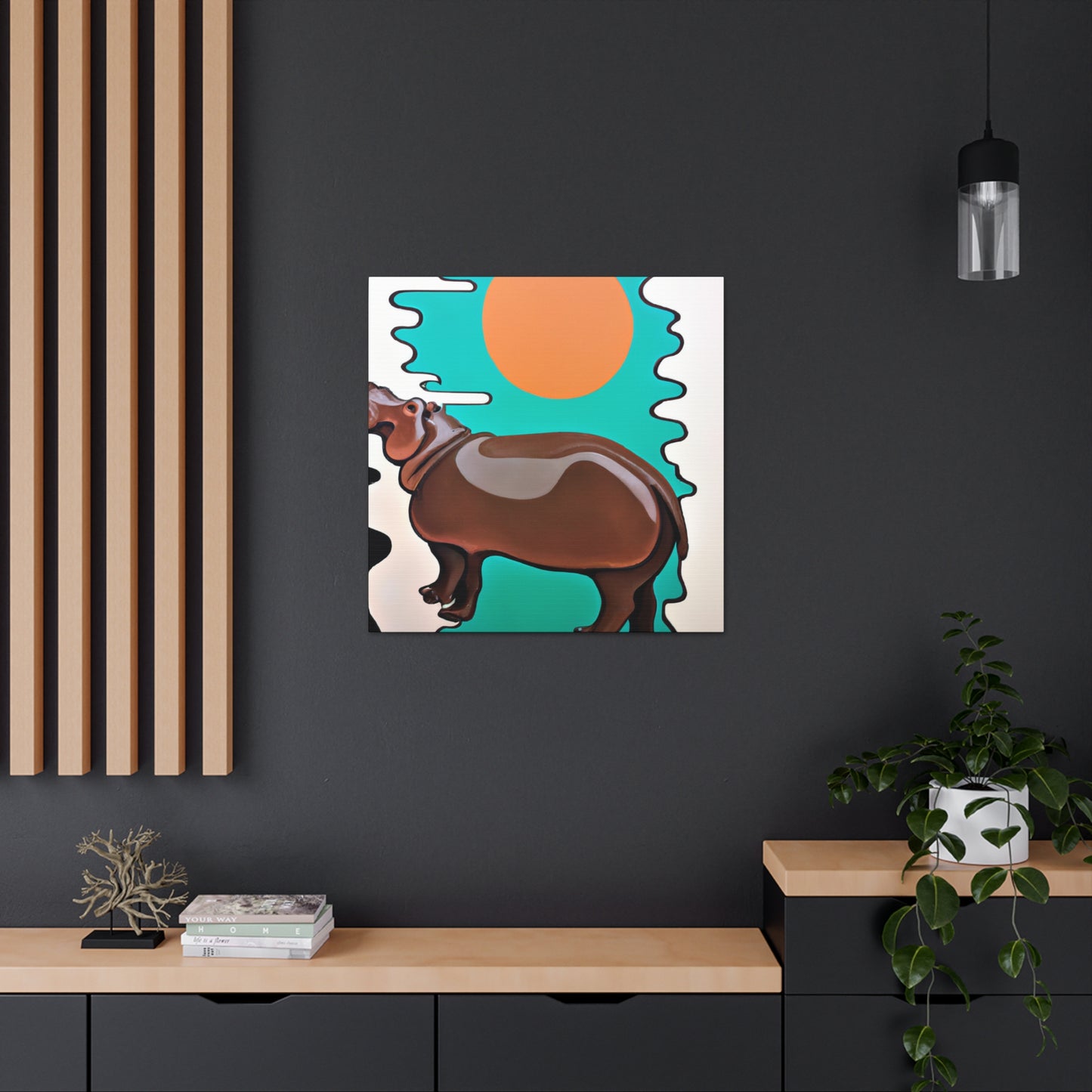 Swimming Hippo Dreams - Canvas