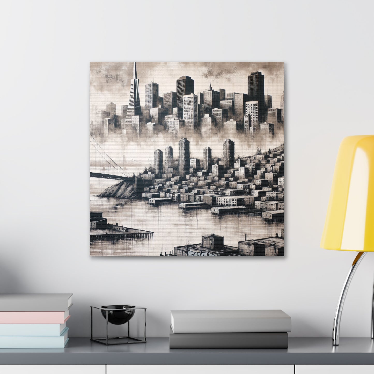 Golden City in Motion. - Canvas