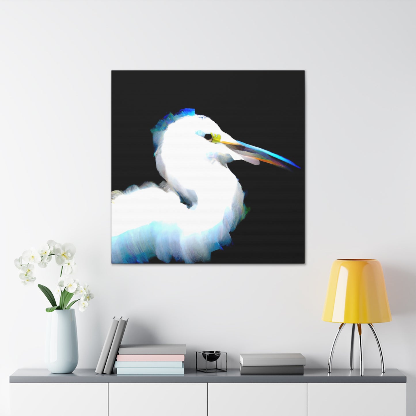 Snowy Egret Memory. - Canvas